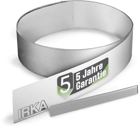 IRKA 1008-004 – Rasenkantenband – 1 mm stark – Aluminium-Zink – robuste Beeteinfassung – Höhe 15 cm – Länge 5 m