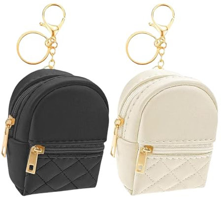 VARKAGE 2 Stück Mini Kosmetiktasche für Handtasche, Süße Mini Make Up Bag, Rucksack Schlüsselanhänger aus Pu Leder für Münzen, Lippenstift, Schlüssel, Airpods