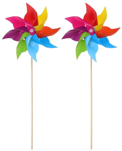 SEWOART 2stücke Bunte Kleine Windrad Dekorationen Garten Windrad Ornamente Foto Requisiten Aus PVC Und Materialien Für Verschiedene Veranstaltungen
