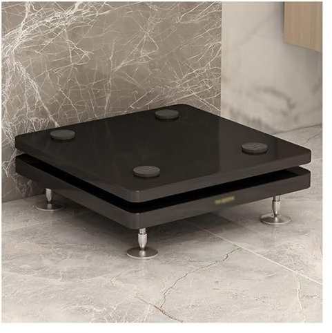 Adjustable Subwoofer Isolation Stand with Spikes & Rubber Feet 2 Tier Speaker Platform Stabilizer Base on Wheels for Studio Monitors & Floor Speakers (Black)