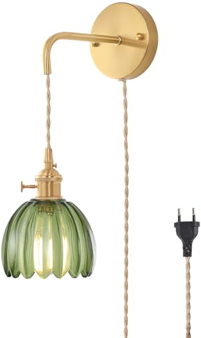 Shenmoyl Wandleuchte Innen mit Schalter und Stecker, Wandlampe Vintage Höhenverstellbar Für Badezimmer Schlafzimmer Indoor Doorway