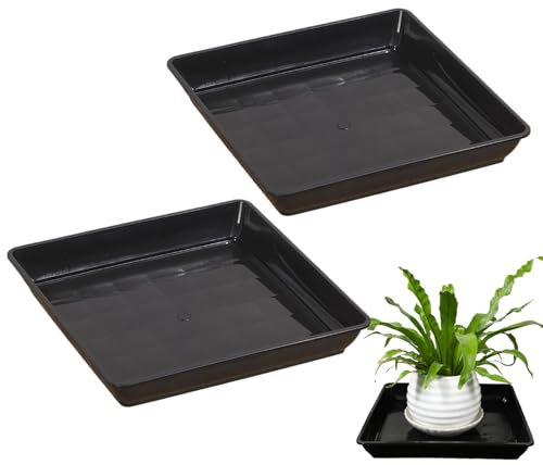 Pack Of 2 Plant Pot Saucers, Square Drip Tray Decorative Watering Tray Plant Saucer For Garden Indoor Outdoor, 35x35x5.5cm