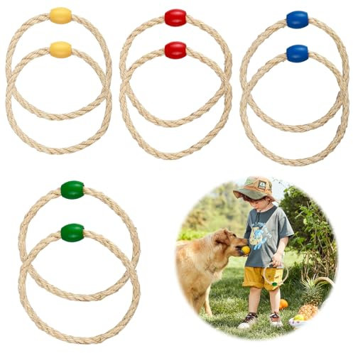 Ring Toss Game, 8Pcs Rope Rings Rope Quoits Games Quoit Rings for Ring Toss Garden Games Outdoor Hoopla Game for Kids Adults, Interactive Outdoor Game for Speed Agility Practice