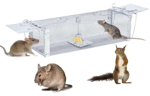 Rattenfalle Lebendfalle, Marderfalle Lebendfalle für effektive Nagetierbekämpfung, 41*14*11cm große Lebendfalle für Ratten und Marder, hochwertige galvanisierte Stahlkonstruktion mit doppeltem Türmech