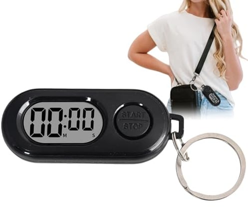 Porte-clés chronomètre, mini montres numériques, horloge numérique LCD avec design compact et portable, horloge/horloge portable, écran LCD, compte à rebours précis, montre numérique/al