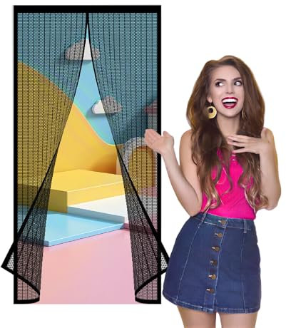 Zanzariera per Porta Camper 210 x 254 cm Maglia Fine Zanzariera Porta di Nuova Concezione per Porte Finestre Scorrevole Balcone, Nero