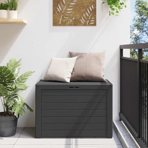Frdhee Aufbewahrungsbox Garten Kissenbox, Gartentruhe Anthrazit 78x44x55 cm, Ideal für Balkon und Kleine Flächen