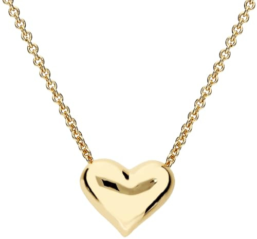 Löb 18k gold vergoldet Kette kleines Herz Anhänger Herzkette Herzanhänger Damen Halskette Herzen Herzform Freundschaftskette Platte glänzend