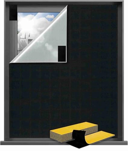 Estor Opaco sin Taladrar - 100% Opaco Blackout Curtains con Velcro de Alta Adherencia,200x145cm Oxford Oscurecedor Ventana Recortable, Portátil Cortina Tela Opaca Ventana para Claraboyas,Casa,Viajes
