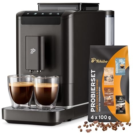 Tchibo Kaffeevollautomat Esperto2 Caffè mit 2-Tassen-Funktion für Caffè Crema und Espresso, Granite Black - INKLUSIVE Kaffeeprobierset GRATIS