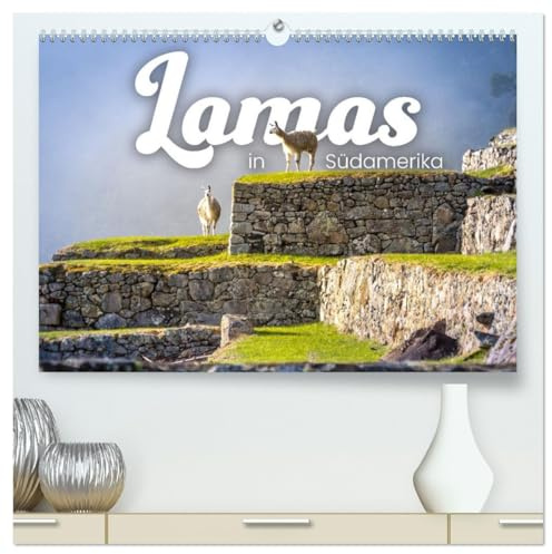 Lamas in Südamerika (hochwertiger Premium Wandkalender 2026 DIN A2 quer), Kunstdruck in Hochglanz: Die flauschigen Vierbeiner in den Weiten Südarmerikas. (CALVENDO Tiere)