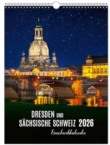 Einschreibkalender Dresden und Sächsische Schweiz 2026 | 30 x 40 cm | weißes Kalendarium