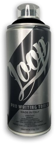 LOOP COLORS PAINT Spray de peinture en spray multicolore 400 ml – 174 couleurs, noir mat