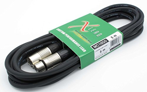 X-LEAD MC10GD050BK serie GOLD - Cavo microfonico professionale di qualità - XLR/XLR - Connettori originali INCO - (5 m, nero) - MADE IN ITALY - by INCO