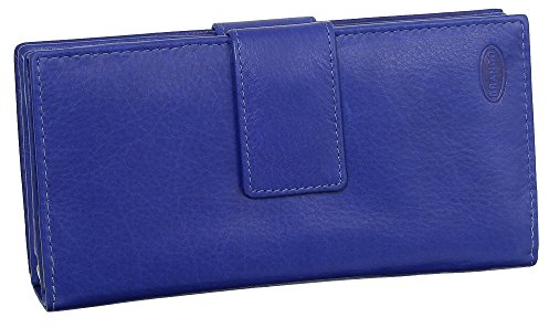 Luxus Leder Damen Geldbörse Portemonnaie Geldbeutel XXXL mit Reißverschluss 18,5 cm Farbe Royalblau
