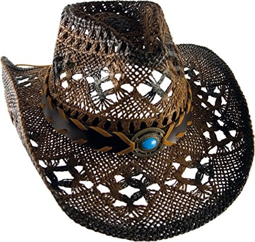 Cowboyhut mit Hutband - Westernhut - Hut Gr. 52-59 cm - Braun Country Hut S - 52-56 cm Wild West Line Dance Kleidung