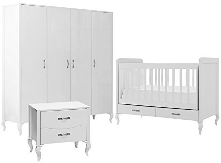 Mitwachsendes Babyzimmer, Babymöbel, Kinderzimmermöbel, Kinderzimmer, Möbel (Snowy Babyzimmer mit Babybett 70x130 4 Türer)