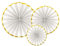 PartyDeco Dekofächer 40/32/23cm/3St. weiß mit Goldrand