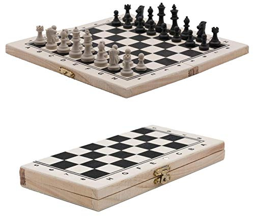 Eurobatt Schach Schachbrett Holz Schachspiel klappbares Brett Holzbox Reiseschach