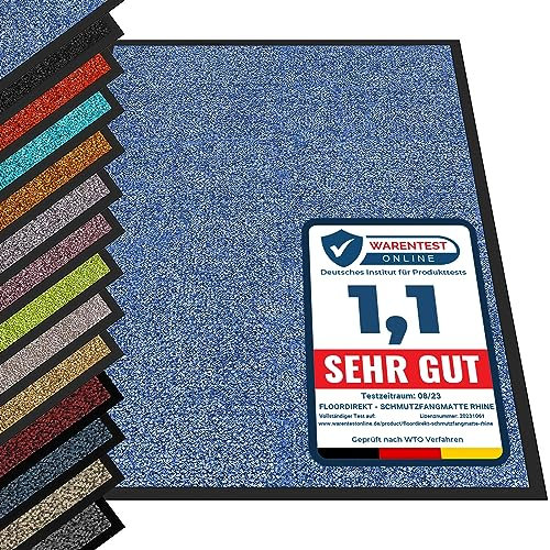 etm Hochwertige Fußmatte | schadstoffgeprüft | bewährte Eingangsmatte in Gewerbe & Haushalt | Schmutzfangmatte mit Top-Reinigungswirkung | Sauberlaufmatte waschbar & rutschfest (120x180 cm, Blau)