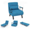 COSTWAY Sofá Cama Convertible, Silla de Dormir Individual Tri-Fold con Respaldo Ajustable de 6 Posiciones, Cojín Desmontable y Asiento Tapizado, Estructura Metálica Plegable (Azul)