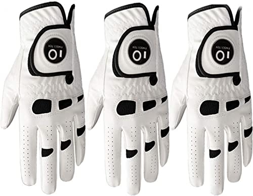 Golfhandschuh Herren Linke Hand Rechte Mit Ball Marker 2 Stück oder 3 Stück Not Paar Allwetter Leder Griff Golf Handschuh Links Rechts Golfhandschuh Männer Golfer Handschuh (3 Stück Links, S)