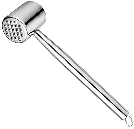 sinogoods Meat Tenderizer Hammer, 304 Stainless Steel Meat Tenderiser, Meat mallet for Steak, Chicken, Pork, Fish, Double Sided Design, Dishwasher Safe