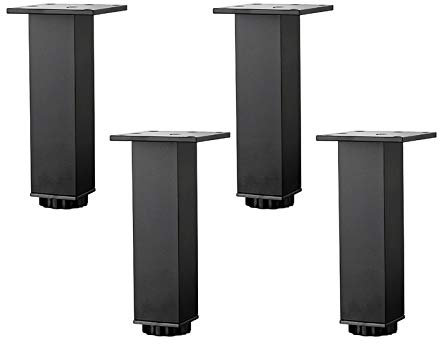KDDEON Pieds de Meubles en Alliage D'aluminium Réglables en Hauteur,Pieds de Table Basse de Canapé,Pieds D'armoire de Salle de Bain de Lavabo,5-40cm,Noir Mat,avec Vis,4 Pièces (15cm/5.9in)