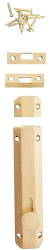 Jedo 150mm (6) Heavy Duty Sliding Surface Door Lock Bolt for Internal Latch Doors and External Doors and Windows (Satin Brass)
