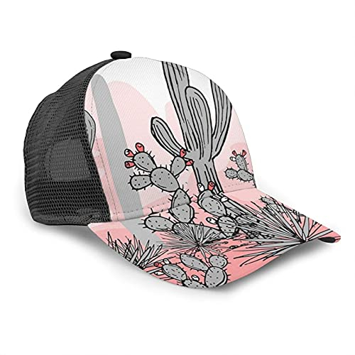 Oaieltj Unisex Baseball Cap Herren Damen Junge Mädchen Mode 3D Gedruckt Baseball Cap Einstellbare Dad Hat, Rosa Kaktus, One size