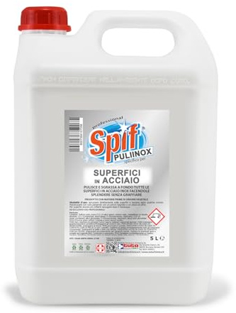 SPIF Detergente Acciaio Inox Professionale Cucina, Pulisce, Sgrassa, Lucida PULIINOX 5L