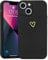 Wirvyuer Compatible with iPhone 13 Case Cute Heart Pattern Protective Shockproof Soft Slim Silicone Phone Case for Women Girls, Black