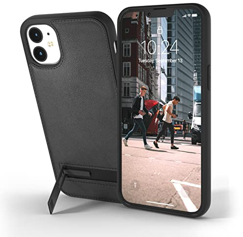 Snakehive Metro Leather Case for Apple iPhone 12/12 Pro || Real Leather Phone Case with Stand || Genuine Leather & MagSafe Compatible Leather Cover with Kickstand (Black)