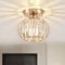 ZYDTRIP Crystals Ceiling Light Fixtures Chandelier, Small Semi Flush Mount Ceiling Light Fitting for Hallway Entrance Kitchen Bedroom Dining Rooms Living Rooms Bar (Gold)