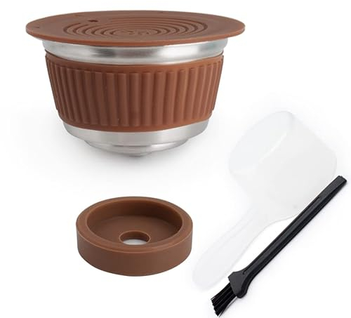 Fit For Dolce Gusto machine maker Refillable resuable Coffee Capsules Filter Cup Dripper Metal Stainless Steel Coffee Filter and BASE/color brown