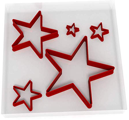 Star 2 Set of 5 Cutters for Cookies Clay Polymer Fondant Icing Dough Playdough Multiple Sizes v2 5