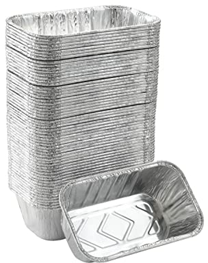 Waytiffer 100 Pack 1Lb Mini Loaf Pans Heavy Duty Disposable Aluminum Foil Bread Tins Standard Size - 6 X 3.5 X 2.5 Oven Safe Sturdy Small Bread Tin Pans-1 Pound Loaf Pans