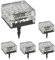 ledscom.de 5 Stück LED Solar-Pflasterstein Bodeneinbauleuchte BROSLO mit Erdspieß für außen, Glas, 10 x 10cm, warmweiß