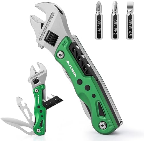 FLISSA Multitool, Chiave Multiutensile Regolabile 13 in 1 con Borsa, Regalo Perfetto per Uomo, Strumento Multiuso per Riparazioni Auto, Riparazioni Domestiche(Verde)