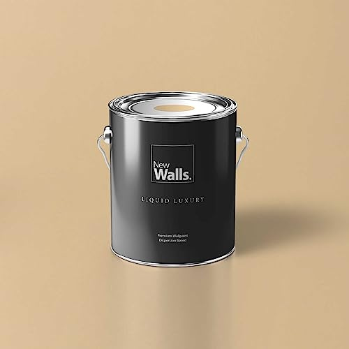 New Walls Premium Wandfarbe Beige, Hellbeige Liquid Luxury Dispersionsfarbe für Innenräume – 5 L