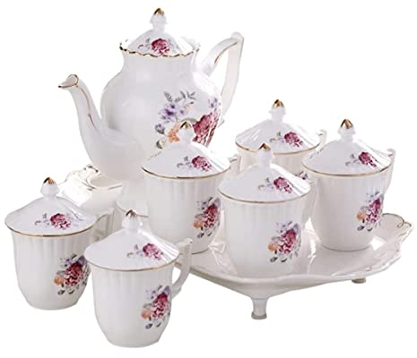 Service a The Service à Thé Service À Thé Café En Porcelaine Fleur Une Pièce Grande Théière 6 Tasses À Café Avec Plateau Maison Européenne Vaisselle En Porcelaine Osseuse Service à Café Service Japona