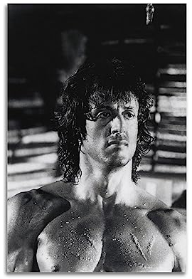 Rambo First Blood Black And White Art Leinwand Kunst Poster Und Wandkunst Bilddruck Moderne Familienzimmer Dekor 12x18inch(30x45cm)