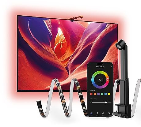 KSIX AmbiGlow Tira Luces Led TV 55-75 Pulgadas, Sincroniza Audio y Video para Cine en Casa, 3,5metros, recortable, Luz Gaming, Conectado a App, Mando a distancia