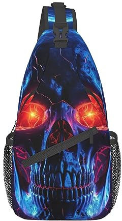 SSIMOO Love Paris Turm Kaffee-Wein-Parfüm Fahrrad Herz vielseitiger Reiserucksack Wandern Rucksack Outdoor Radfahren Pack,Brust Schultertasche, Freizeitrucksack, Halloween Totenkopf, One size