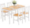SDHYL - Juego de mesa y 4 sillas de comedor con sillas, juego de 5 piezas, conjunto de muebles de cocina de madera de pino de teca, color blanco, 023-WT