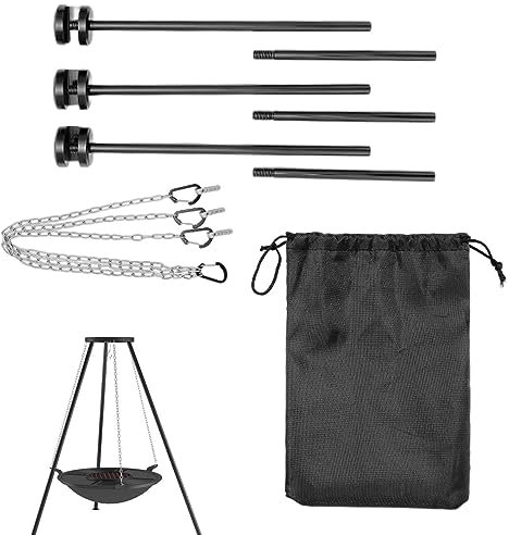 Soporte para trípode para Barbacoa | Trípode portát para Acampar | Soporte de Puntos para Barbacoa, Camping, mochilero, Picnic, Aventuras al Aire Libre, Senderismo