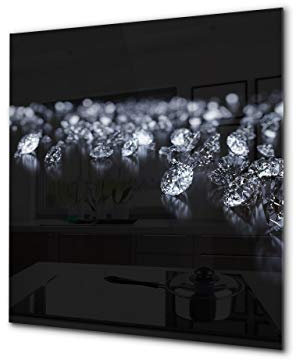Canvasfly 60x60 Wandpaneele für Küche Deko-Spritzschutz für Küchenrückwand Glas Bilder Gehärtet Küchen-Deko Glasplatte aus Vorgespanntem Glas Küchenrückwandplatte Diamanten