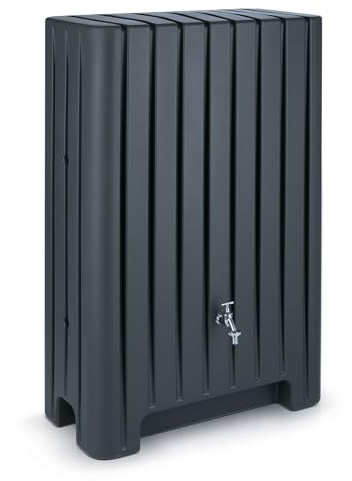 Prosperplast Regentonne eckig Regenwassertank anthrazit Barletta 280 Liter aus UV- und witterungsbeständigem Material. Frostsichere Regenwassertonne Regenfass mit Zwei hochwertigen 3/4 Zoll Gewinde