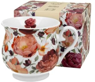 DUO FLORAL Retro Becher 500 ml SPRING ROSES WHITE New Bone China Porzellan