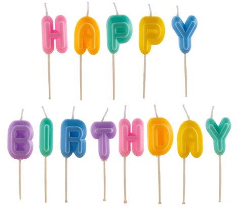 dekora - Happy Birthday Buchstabenkerzen 8 cm in Pastellfarben - Dekorieren Sie Ihren Kuchen mit Stil und Freude, perfekt für alle Geburtstagsfeiern